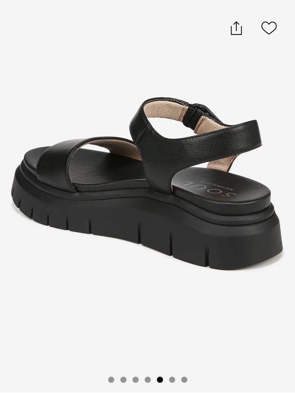 Naturalizer Poppi Ankle Strap Platform Flat Sandal in Black - Picture 3 of 5